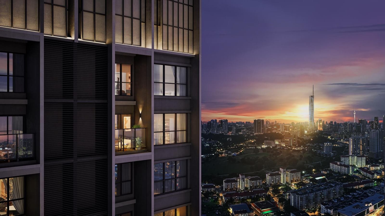Aricia Residences Sungai Besi balcony with KL city views — artist's impression